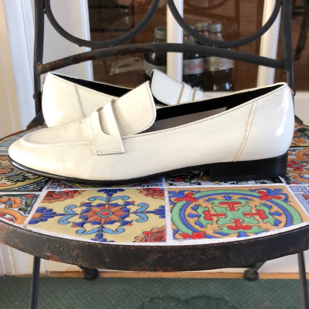 Kate Spade white patent leather loafers